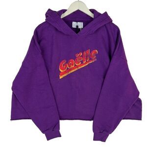 Gaelle Paris Women Purple Oversized Relaxed Hoody Cotton Sweatshirt Size IT 2
